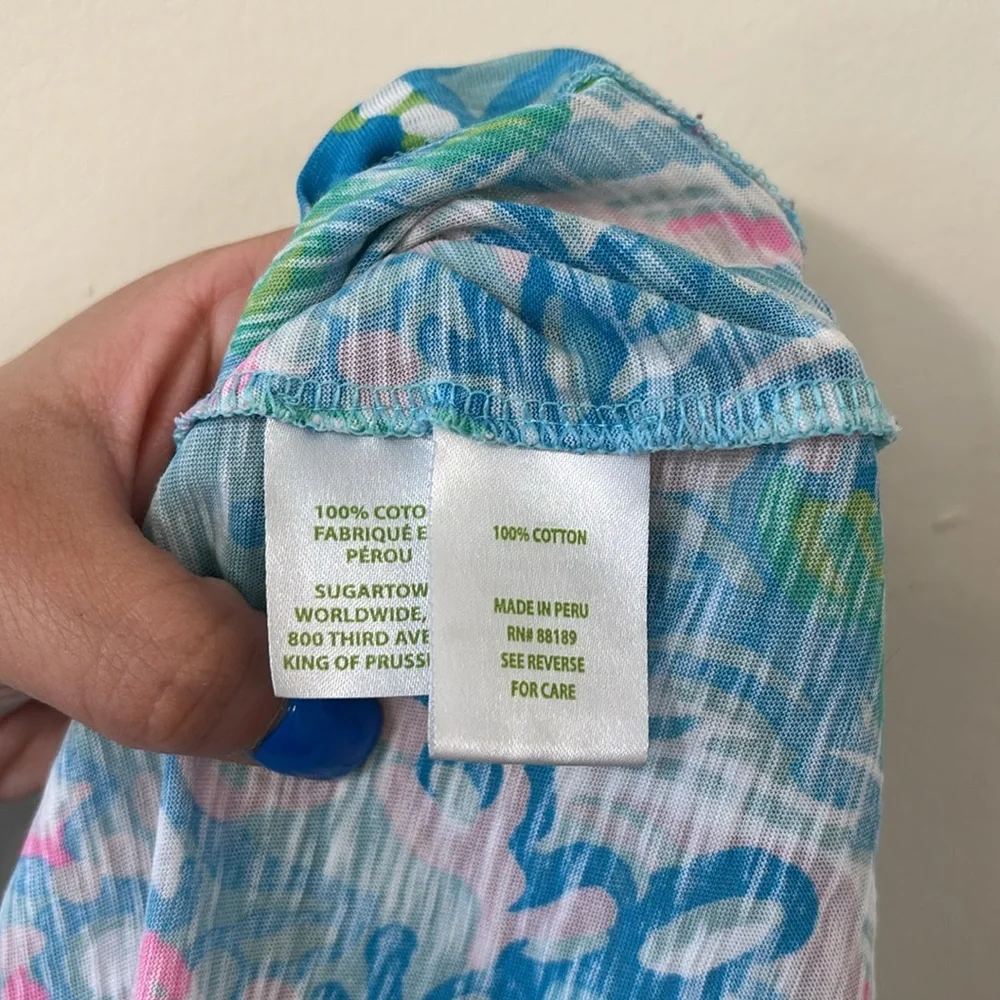 Lilly Pulitzer Etta Long Sleeve Top Blue Ibiza Aqua La Vista Size Small - Picture 8 of 8